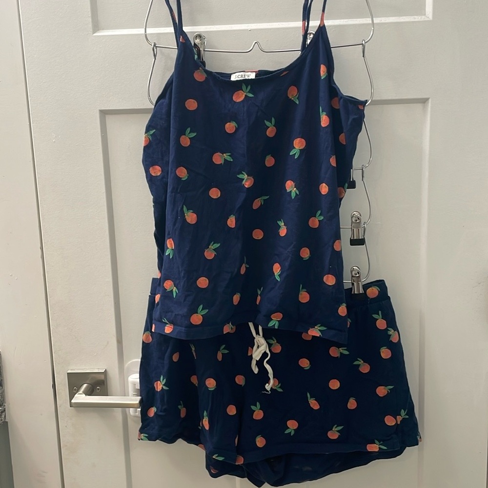 J.Crew pajama set (navy and peaches)